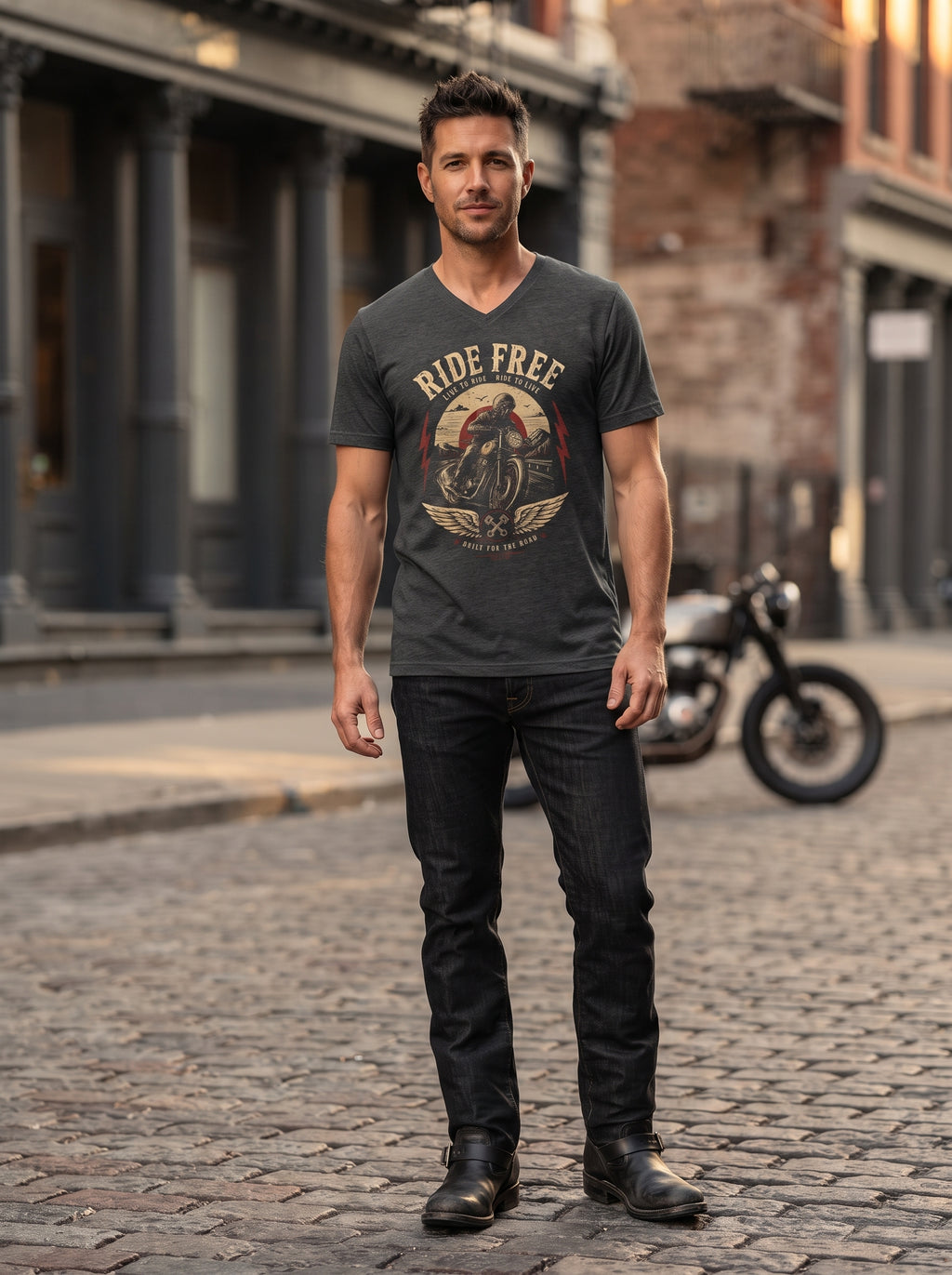 Unisex Short Sleeve V-Neck T-Shirt