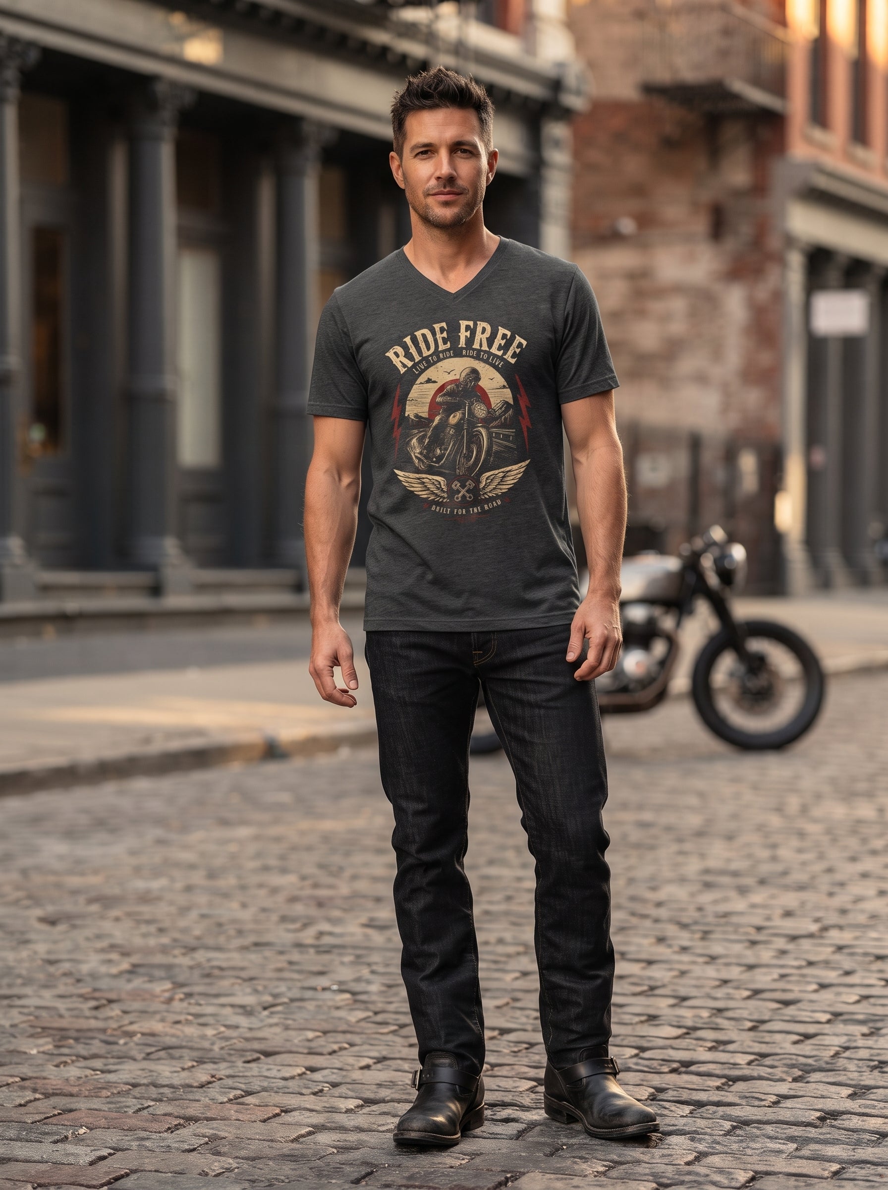 Unisex Short Sleeve V-Neck T-Shirt