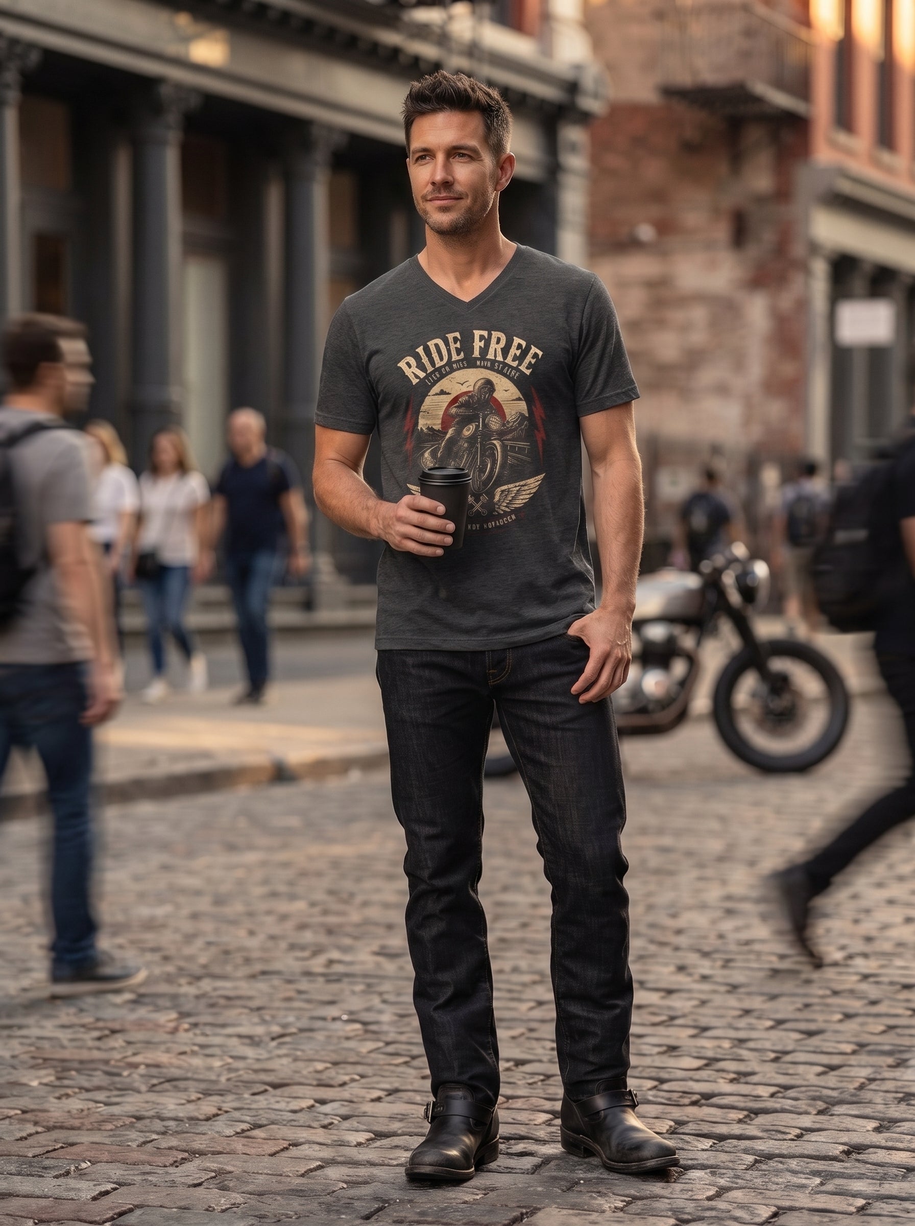 Unisex Short Sleeve V-Neck T-Shirt